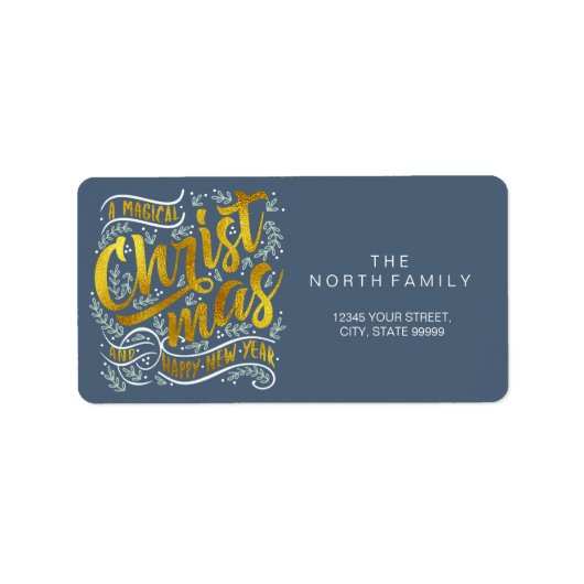 マジカルクリスマスタイポグラフィスクエア金ゴールドID441 ラベル (正面)