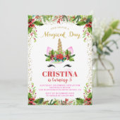 マジカルクリスマスホリーベリーユニコーン誕生日 招待状 (スタンド正面)