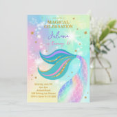 マジカルグリッターカラフルマーメイド誕生日招待状 招待状 (スタンド正面)