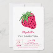 マジカルグリッターストロベリー誕生日 招待状 (正面)