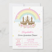 マジカルグリッター城フローラレインボー誕生日 招待状 (正面)