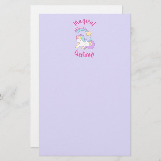 マジカルグリーティングユニコーン&射撃、 発砲スター 便箋 (正面/裏面)