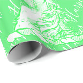 マジカルグリーンユニコーンパターン名前をカスタムするハーパー ラッピングペーパー (ロールコーナー)