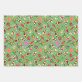 マジカルグリーンロマンティックキッチュクリスマスオーナメント ラッピングペーパーシート (正面)