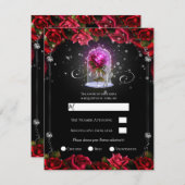 マジカルグローレッドローズシルバーブラックRSVP 招待状 (正面/裏面)