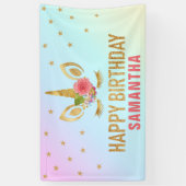 マジカルゴールドラメユニコーンの顔 誕生日パーティー 横断幕 (縦)