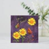 マジカルサンフラワーズ&蝶誕生日招待状 招待状 (スタンド正面)