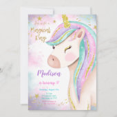 マジカルサードユニコーン誕生日招待状 招待状 (正面)