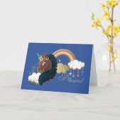マジカルザユニコーンレインボー&クラウドデザイン カード (黄色い花)