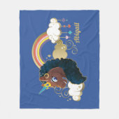 マジカルザユニコーンレインボー&クラウドデザイン フリースブランケット (正面)