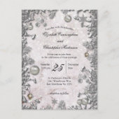 マジカルシルバーウィンタークリスマス結婚式招待状 ポストカード (正面)