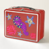 マジカルシーホースシェルビーチ海トロピカル メタルランチボックス (正面)