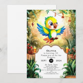 マジカルジャングルオウム誕生日 招待状 (正面/裏面)