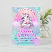 マジカルスイートユニコーングリッター誕生日招待状 招待状 (スタンド正面)