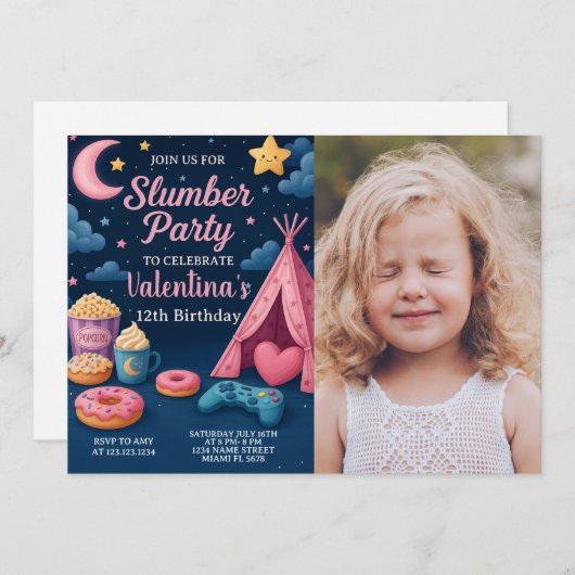 マジカルスリープバー誕生日招待状 招待状 (正面/裏面)