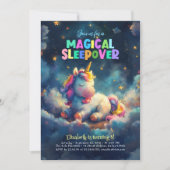マジカルスリーポバーユニコーンスランバーパーティー誕生日 招待状 (正面)