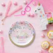 マジカルスワンプリンセスピンクパープルフローラ誕生日 ペーパープレート (パーティー)