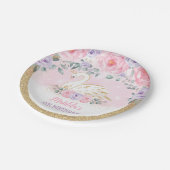 マジカルスワンプリンセスピンクパープルフローラ誕生日 ペーパープレート (アングル)