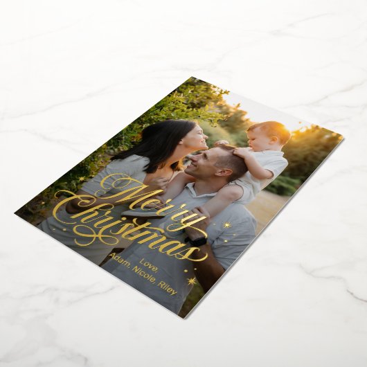 マジカルタイムメリークリスマスフォイルホリデーカード 箔招待状 (回転した状態)