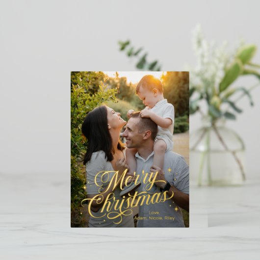 マジカルタイムメリークリスマスフォイルホリデーハガキ 箔シーズンポストカード (立ち正面)