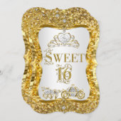 マジカルティアラプリンセススウィート16金ゴールドホワイト招待状 招待状 (正面/裏面)