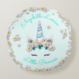 マジカルティール（緑がかった色）ユニコーンプリンセスクラウン子供部屋 ラウンドクッション