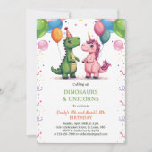 マジカルディオナンス&ユニコーンジョイント子供の誕生日 招待状 (正面)