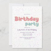 マジカルデイユニコーンパステルレインボーガーリー紙吹雪 招待状 (裏面)