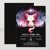 マジカルデジタルキャット誕生日 招待状 (正面/裏面)