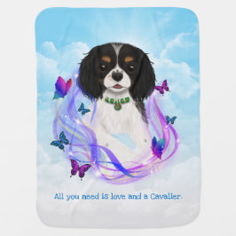 マジカルトリカラーカバリヤキングチャールズスパニエル犬 ベビー ブランケット