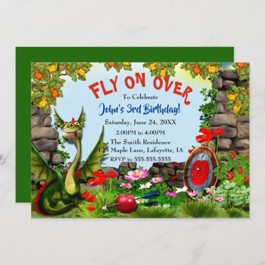 マジカルドラゴンファンタジー誕生会 招待状 (正面/裏面)