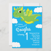 マジカルドラゴン1st誕生日かわいい招待状 招待状 (正面)