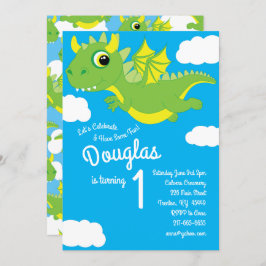 マジカルドラゴン1st誕生日かわいい招待状 招待状