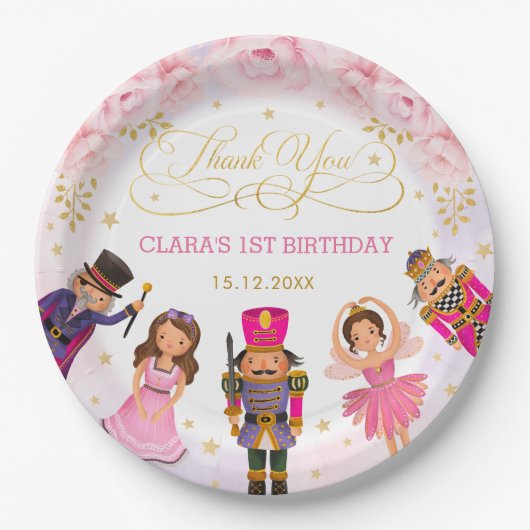 マジカルナツクラッカー赤面パープル金ゴールドフローラバレエ ペーパープレート (正面)