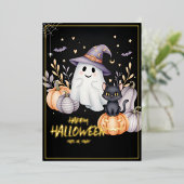 マジカルハロウィンパーティー 箔招待状 (立ち正面)