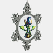 マジカルハロウィーンドラゴンデザイン スノーフレークピューターオーナメント (左)