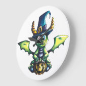 マジカルハロウィーンドラゴンデザイン ラージ壁時計 (傾斜)