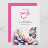 マジカルバタフライ招待状ガールズ誕生日 (正面/裏面)