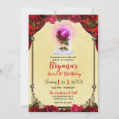 マジカルバラ美しい誕生日スウィート16誕生日 招待状 (正面)