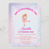 マジカルバレエ虹のグラデーション第1誕生日パーティー 招待状 (正面/裏面)