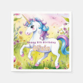 マジカルパステルカスタムユニコーン誕生日 スタンダードカクテルナプキン (正面)