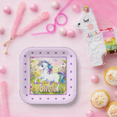 マジカルパステルカスタムユニコーン誕生日 ペーパープレート (パーティー)