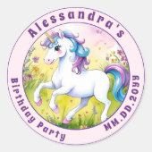 マジカルパステルカスタムユニコーン誕生日 ラウンドシール (正面)