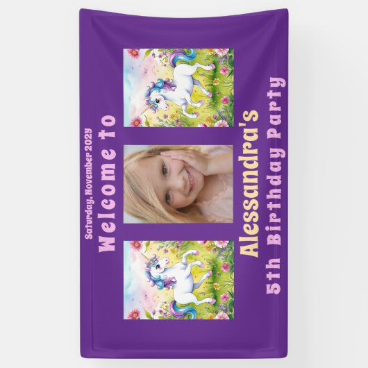 マジカルパステルカスタム誕生日写真 横断幕 (縦)