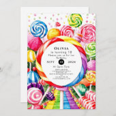 マジカルパステルキャンディランド誕生日 招待状 (正面/裏面)