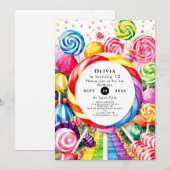 マジカルパステルキャンディーランドバースデー 招待状 (正面/裏面)