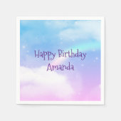マジカルパステルクラウドアンドアレインボー誕生日 スタンダードカクテルナプキン (正面)