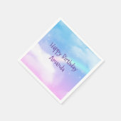 マジカルパステルクラウドアンドアレインボー誕生日 スタンダードカクテルナプキン (角)