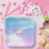 マジカルパステルクラウドアンドアレインボー誕生日 ペーパープレート (パーティー)