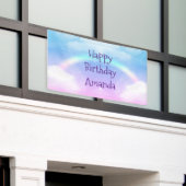 マジカルパステルクラウドアンドアレインボー誕生日 横断幕 (ビルの外側)